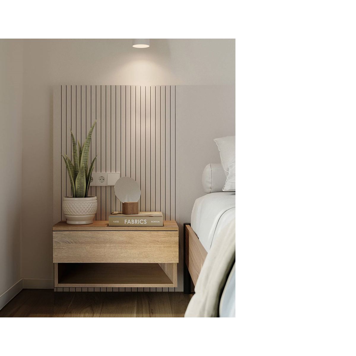 TU MESITA - Velador Moderno Flotante 1 cajón Mike color Haya TU MESITA