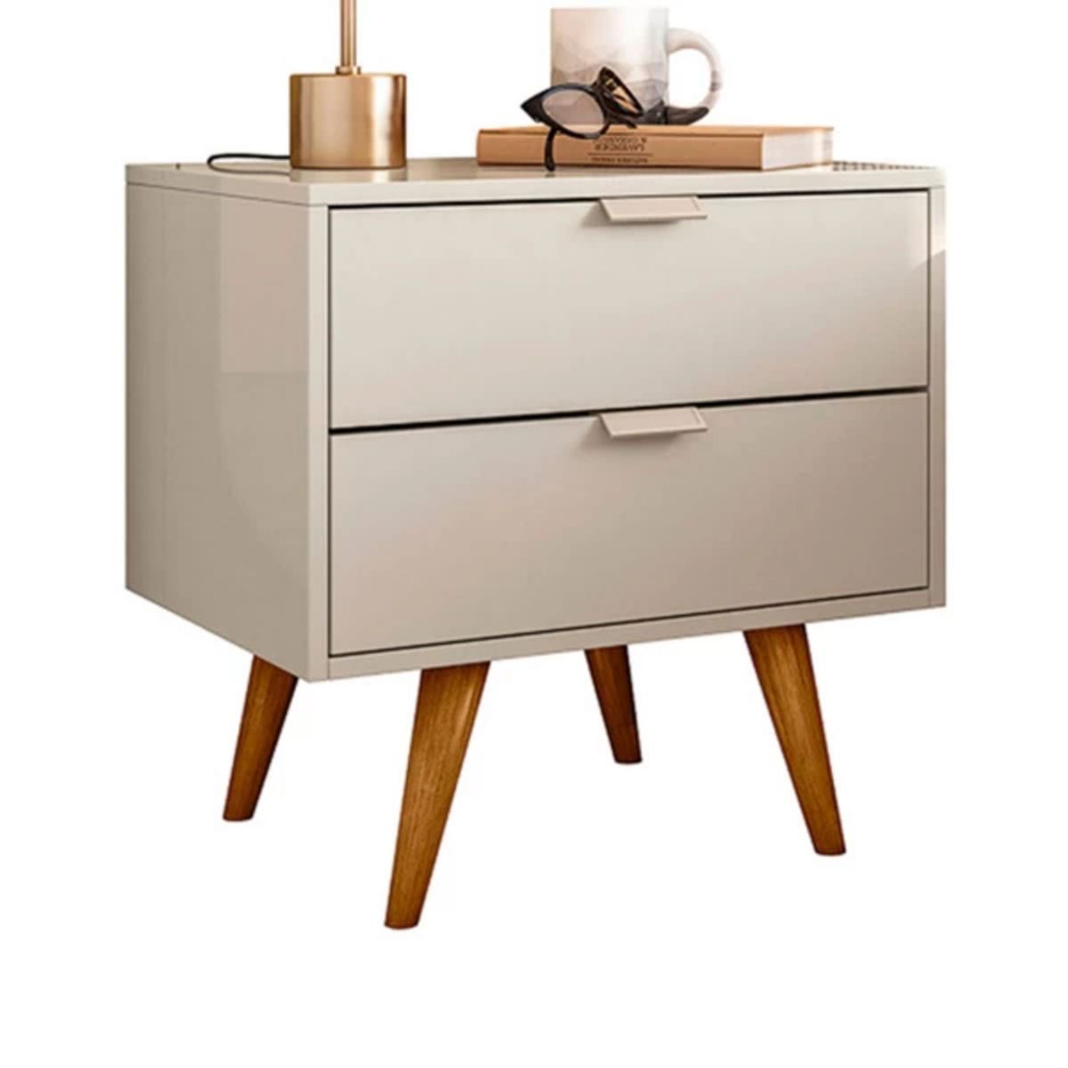 TU MESITA - Velador moderno multiusos 2 cajones Abella color Blanco TU MESITA