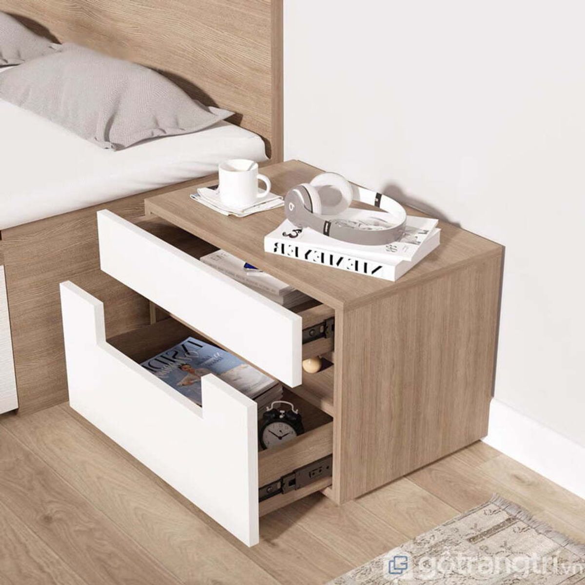 TU MESITA - Velador moderno Multiusos Boomer color HayaBlanco TU MESITA