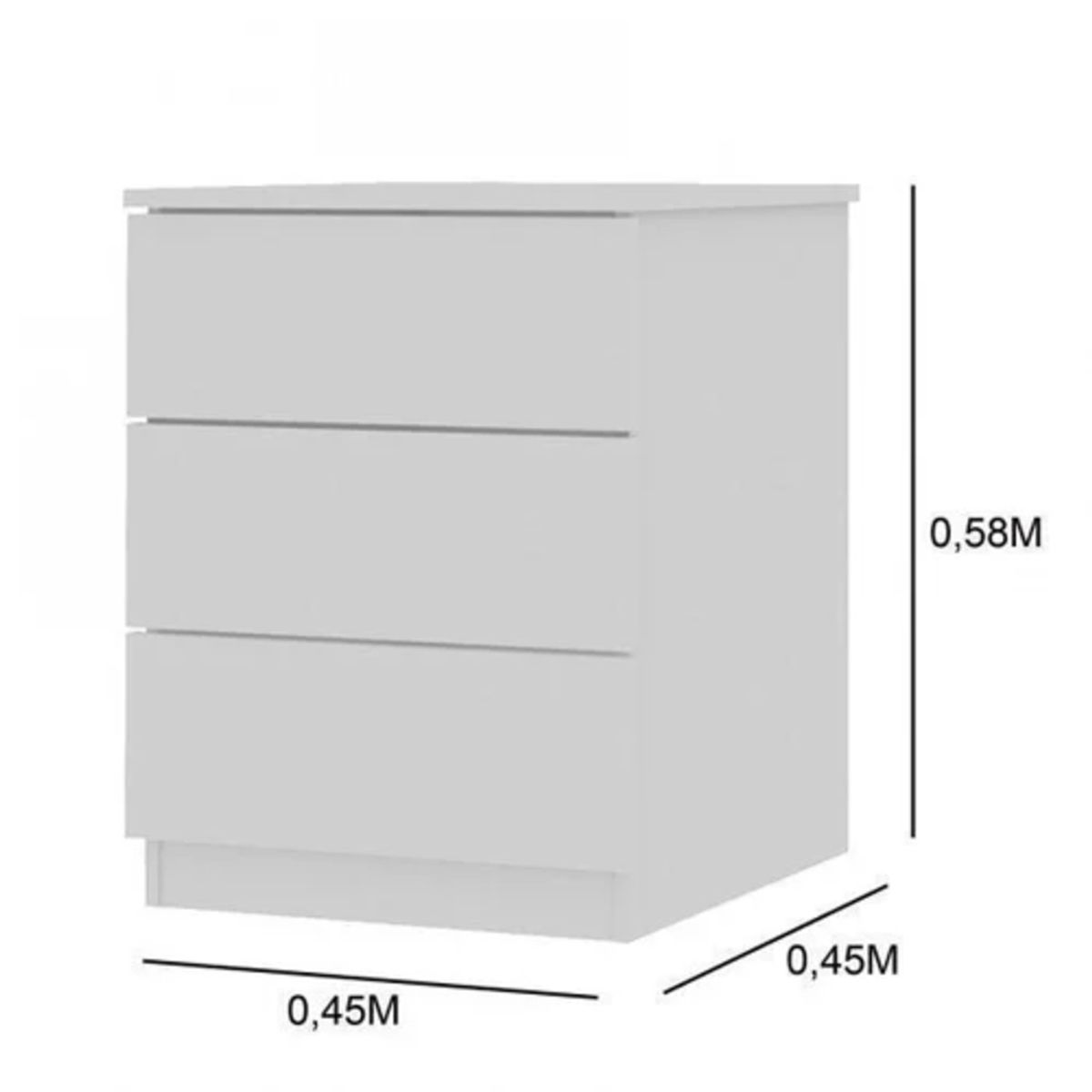 TU MESITA - Velador Moderno Veronna 3 Cajones Blanco
