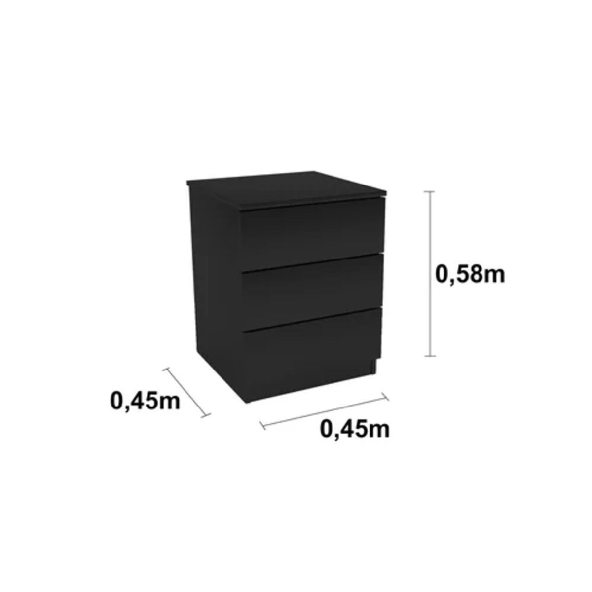TU MESITA - Velador Moderno Veronna 3 Cajones Negro