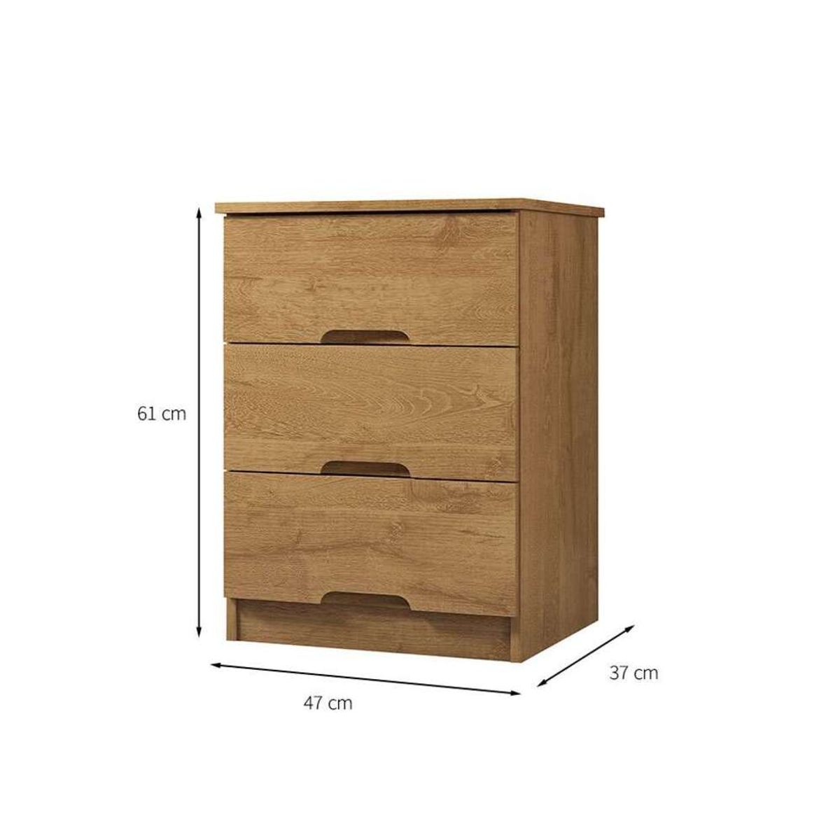 TU MESITA - Velador nórdico 3 cajones Flavio color Haya TU MESITA