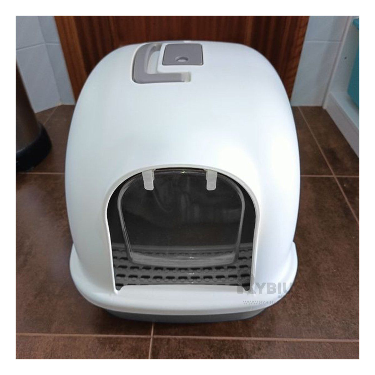 RYBIU IMPORT - Arenero para Gato Resistente Incluye Bandeja de Color Plomo