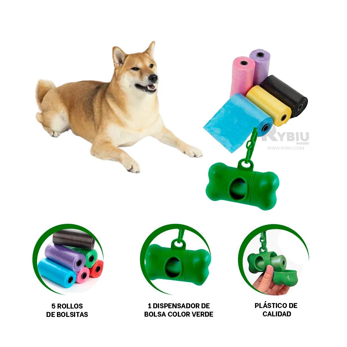 GENERICO - Kit Compacto de Bolsas para Popo de Perro Verde Y+Agendita