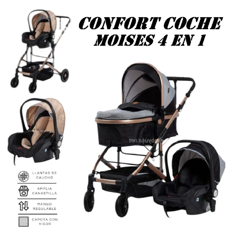 EBABY - Coche Moises Comfort 4 en 1 con porta bebe Amortiguacion -NG