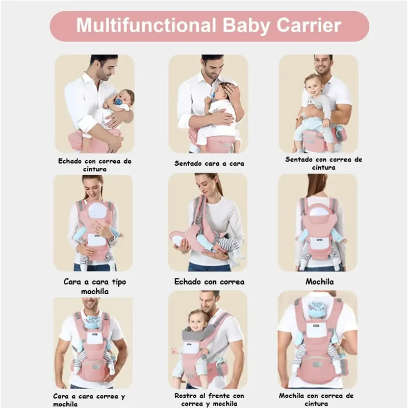 GENERICO - Canguro portabebés 9 posiciones en 1 ergonómico color verde