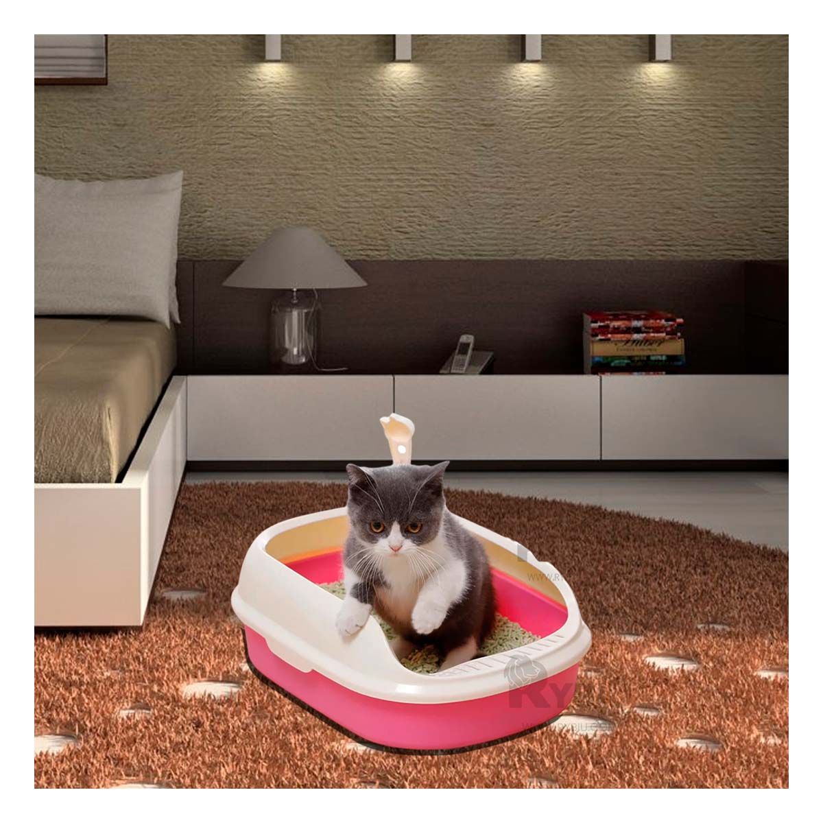 GENERICO - Arenero con Costados y Espatula en Rosado Y+Papel de Regalo