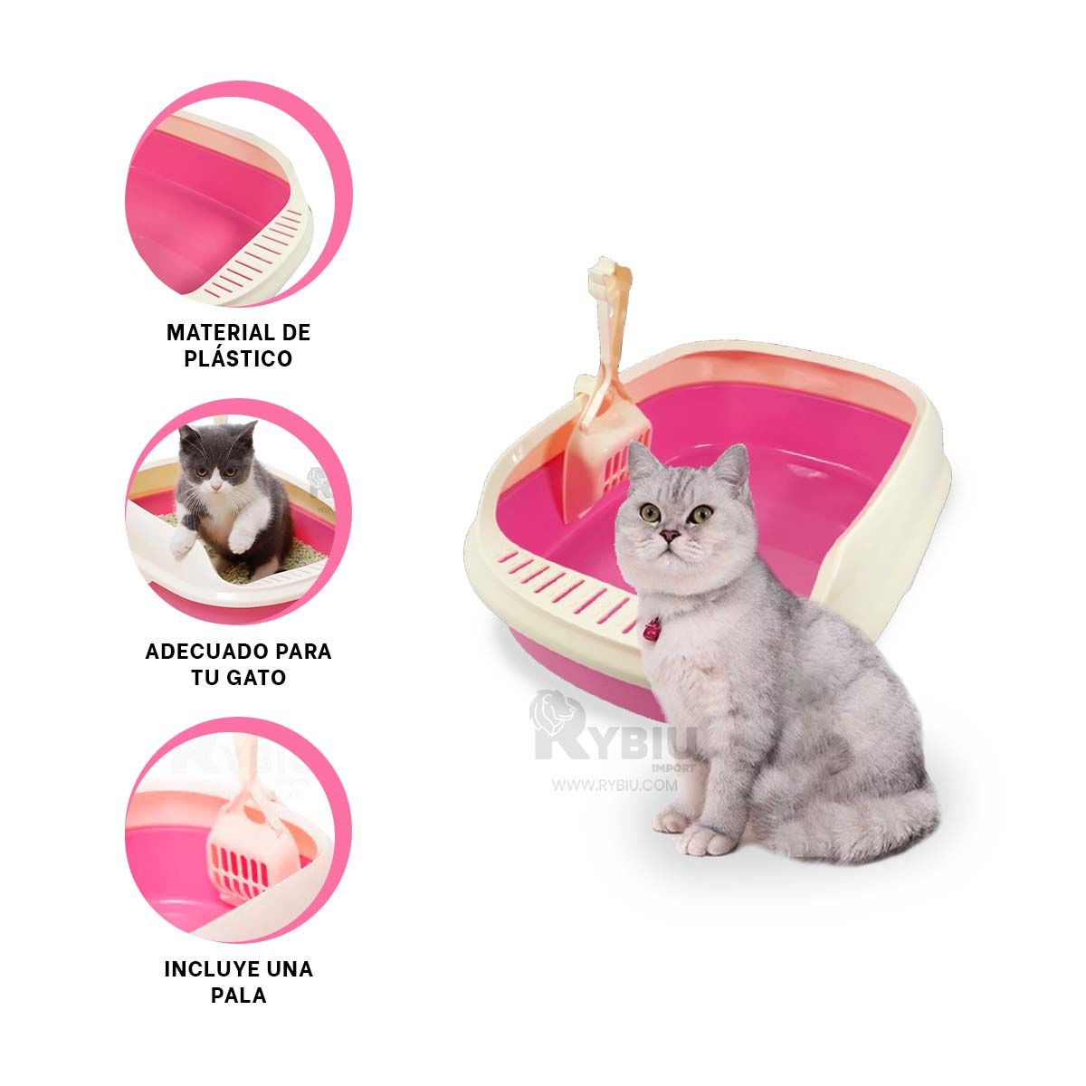 GENERICO - Arenero con Costados y Espatula en Rosado Y+Papel de Regalo