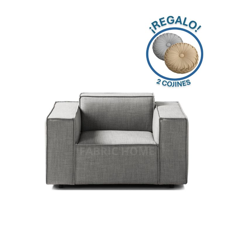 GENERICO - Sofa 1 Cuerpo Vitoriano - Gris Claro