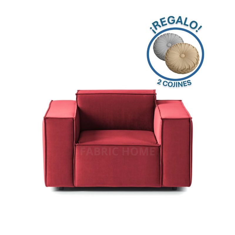GENERICO - Sofa 1 Cuerpo Vitoriano - Rojo