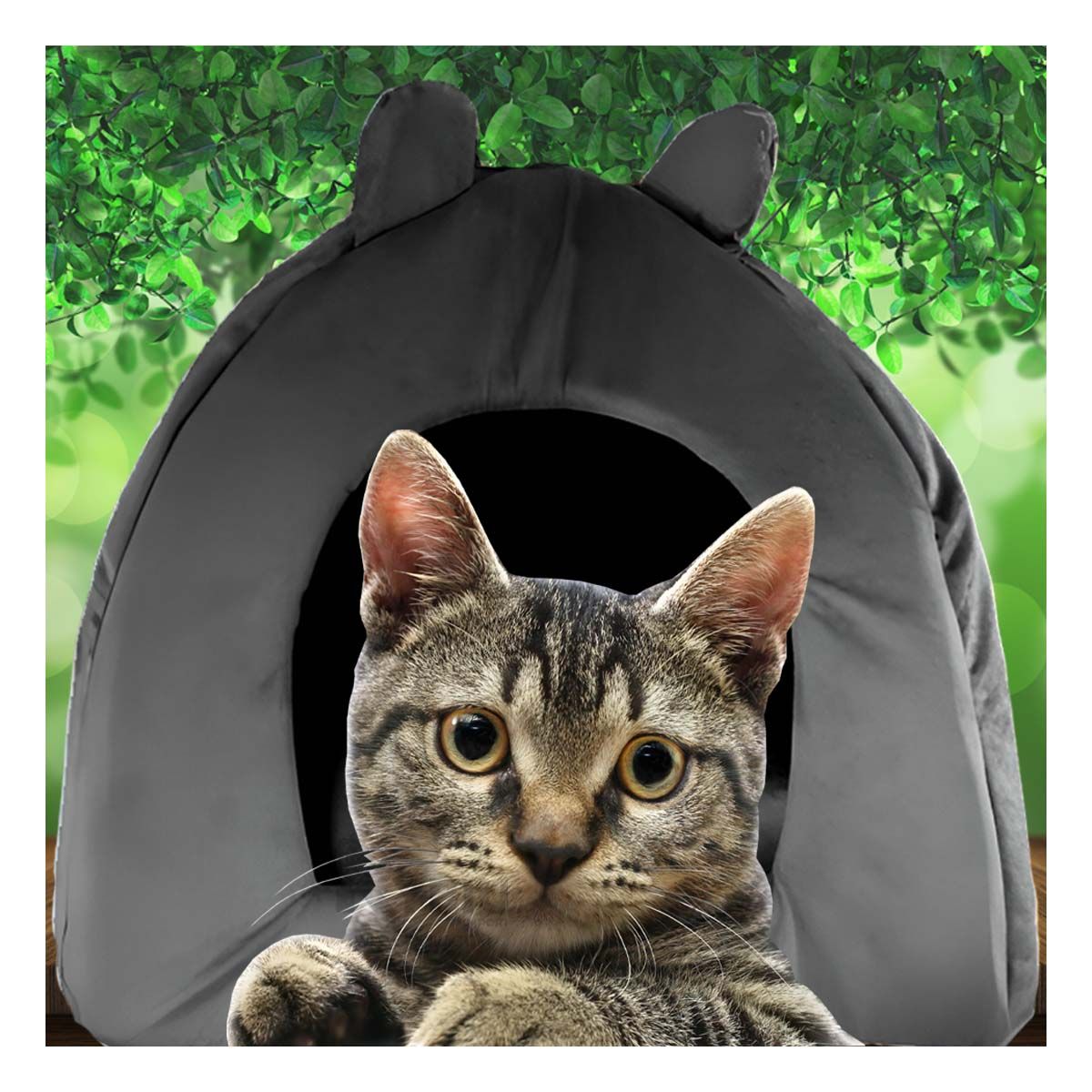 RYBIU IMPORT - Cama de Perro Iglu Talla M en Negro Y+Papel de Regalo