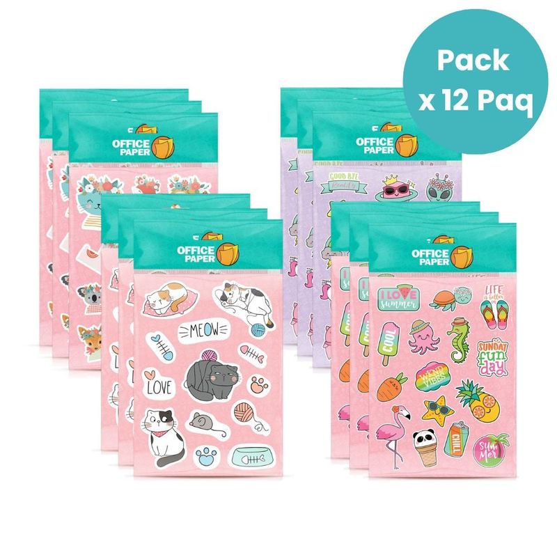 OFFICE PAPER - Pack Stickers Creativos Niñas x12 Paquetes