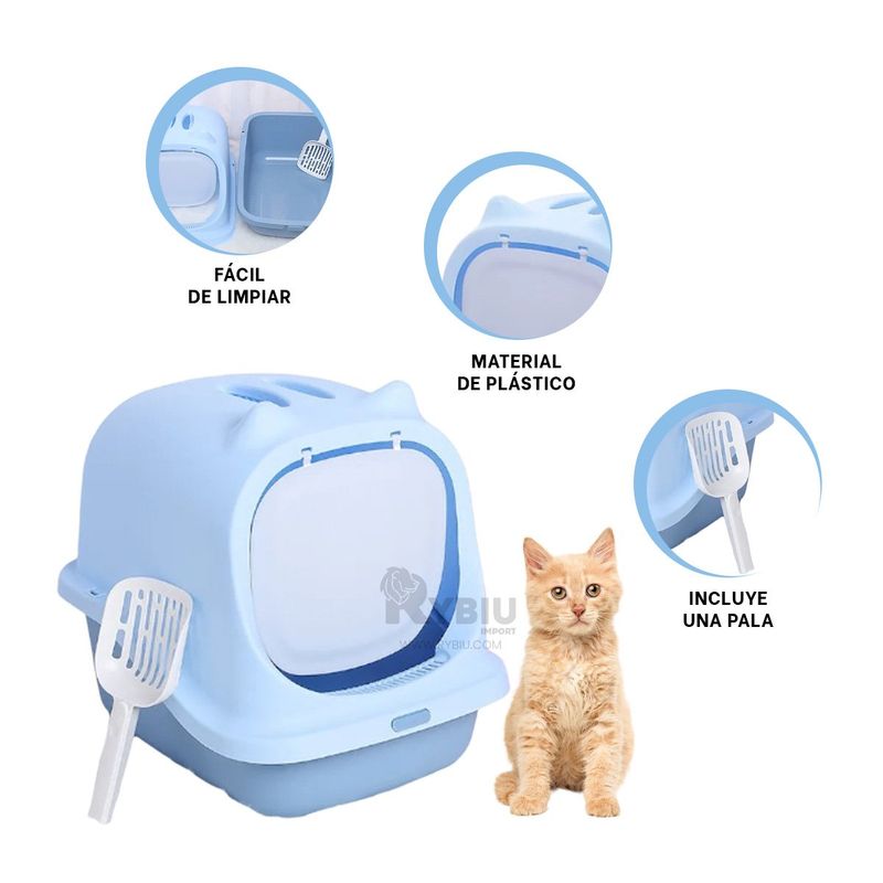 GENERICO - Caja de Arena para Felinos de Color Celeste Y+MiniAgenda