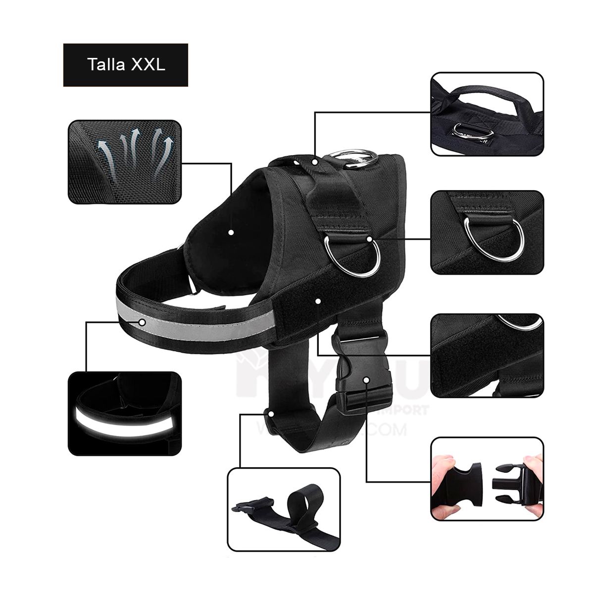 RYBIU IMPORT - Pechera Grande en Color Negro en XXL Y+Papel de Regalo