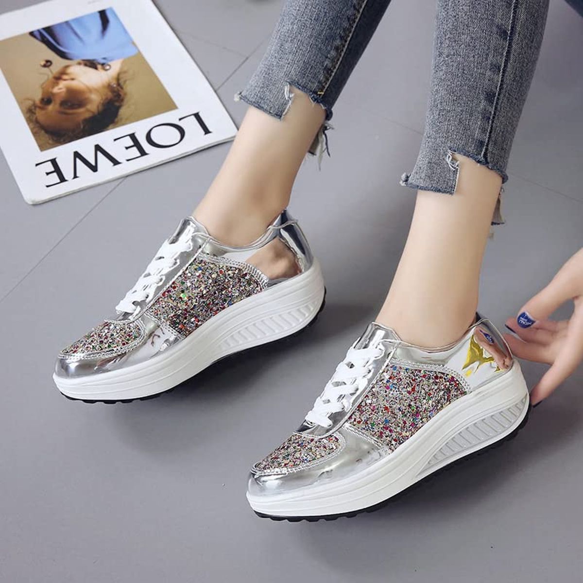 TIOZONEY - Zapatillas casuales para Mujer - Plata