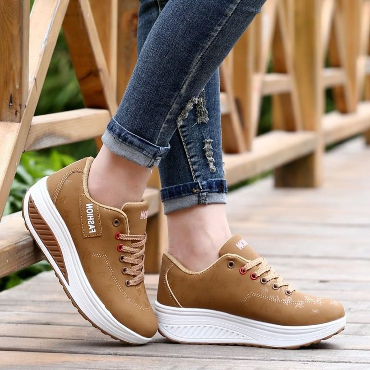 TIOZONEY - Zapatillas casuales para Mujer - Café