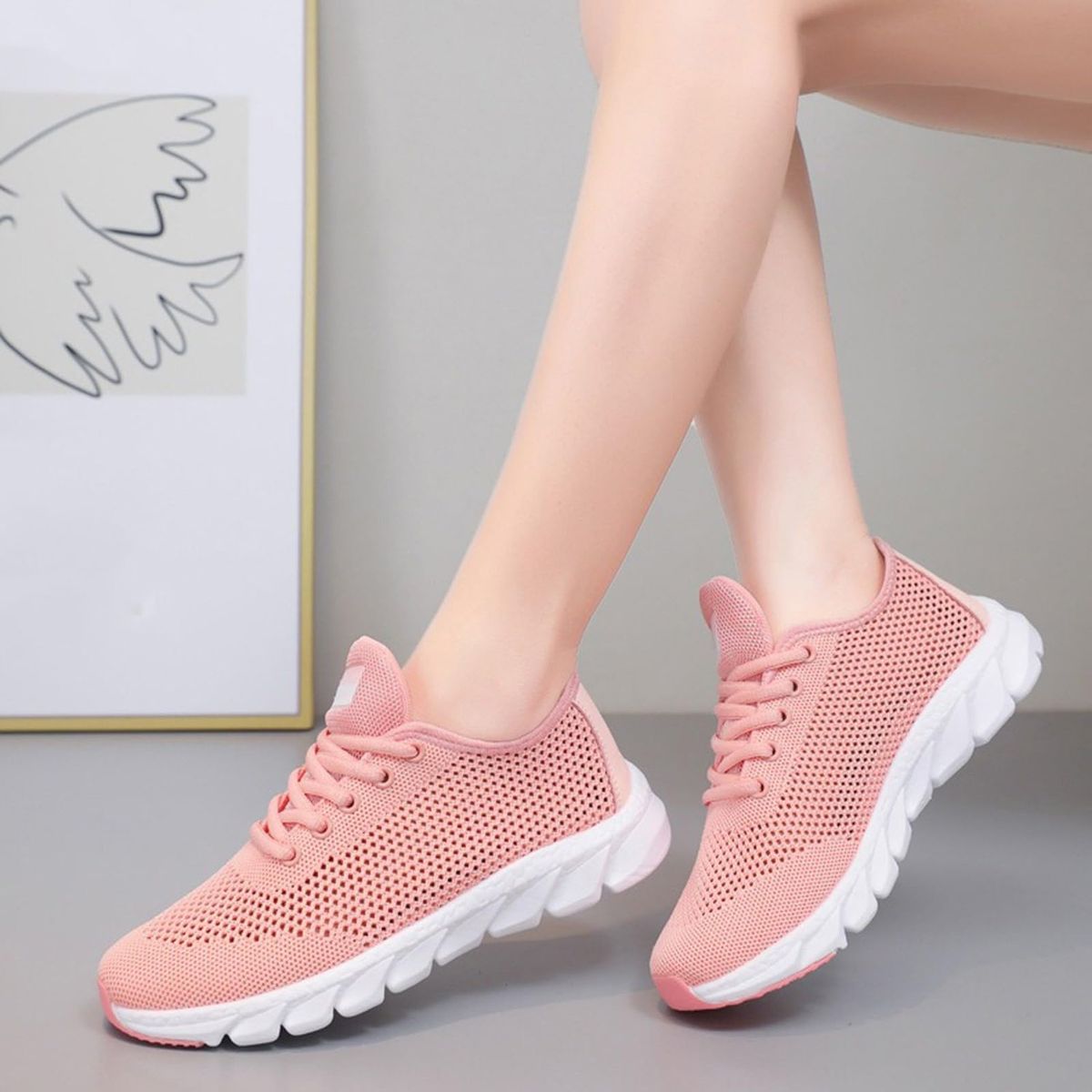 TIOZONEY - Zapatillas casuales para Mujer -Rosa