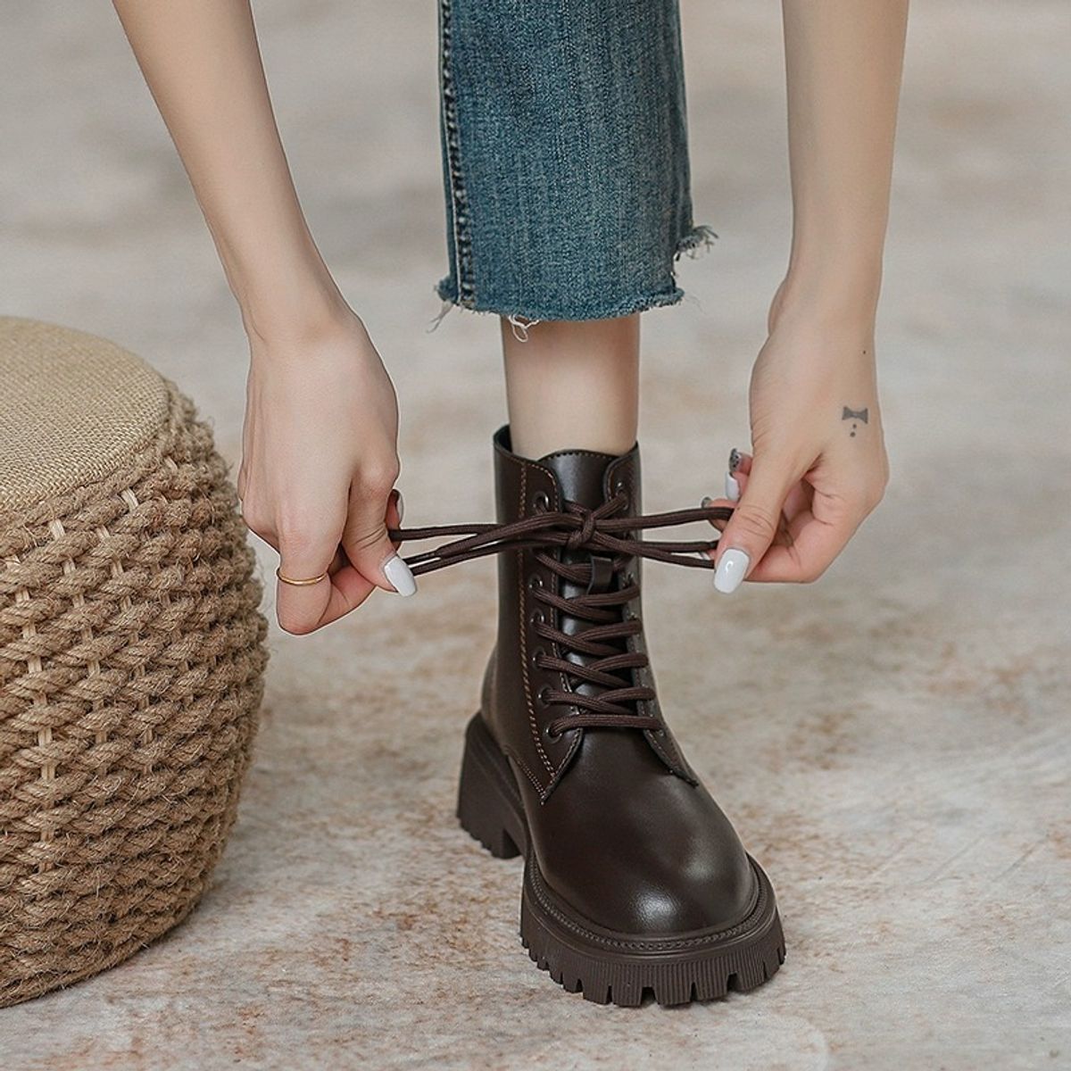 BLWOENS - Zapatos Botas de Martín para mujeres - Marrón