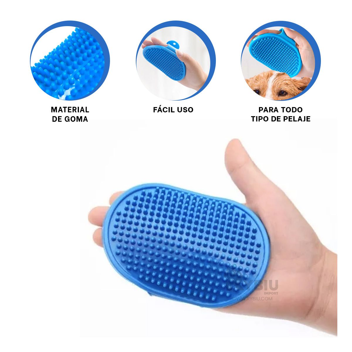 RYBIU IMPORT - Cepillo Flexible Suave de Mascota Celeste Y+Gift MiniAgenda