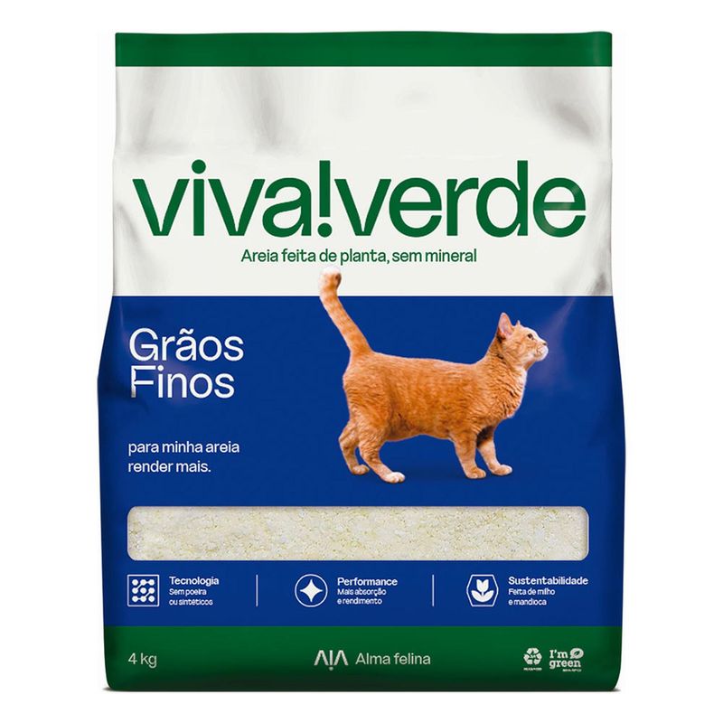 VIVA VERDE - Arena Higiénica para Gatos de Granos Finos Viva Verde 4kg