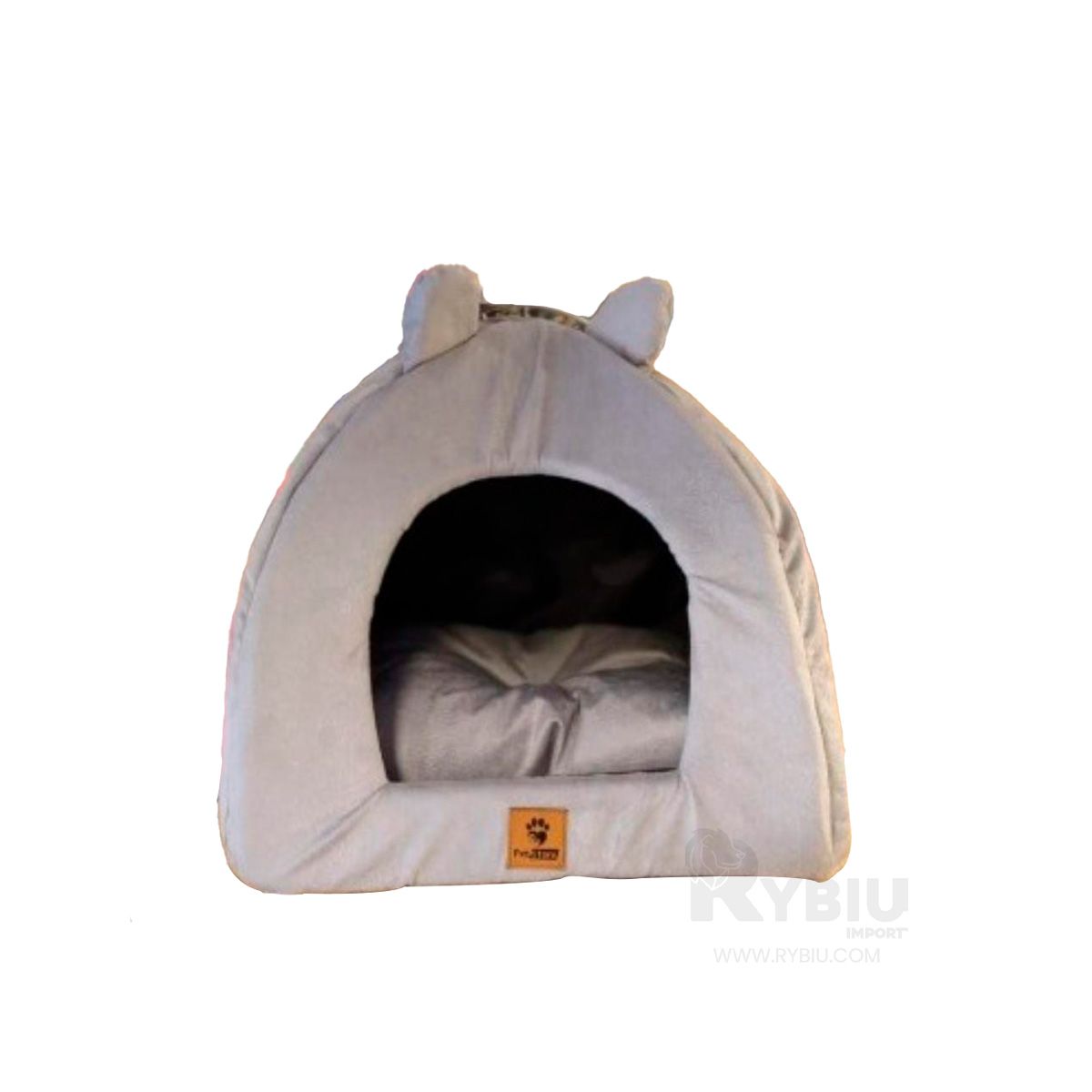 RYBIU IMPORT - Casita Pet para MascotasTalla S Plomo Y+Banderitas adhesivas
