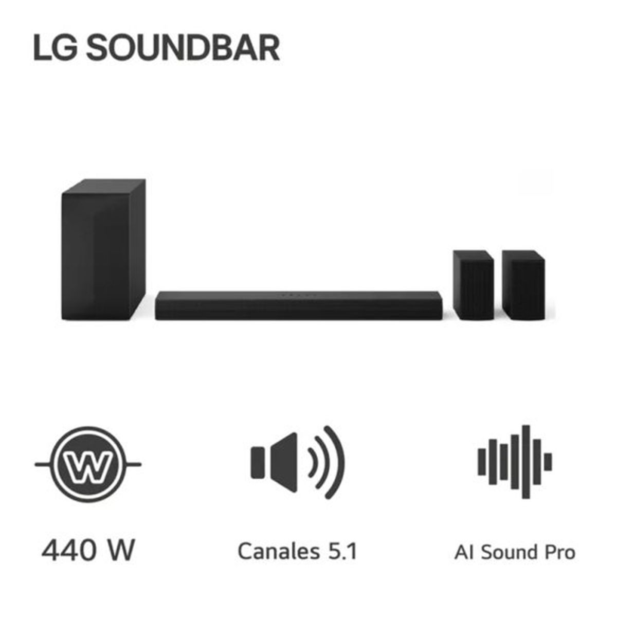 LG - Barra De Sonido 440W 51ch Rear Speakers incluidos Lg S60TR
