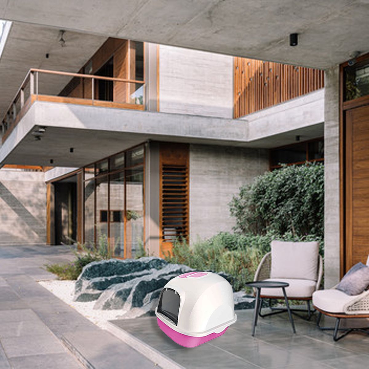 GENERICO - Arenero para Gatos en Forma Cerrada Color Rosado Y+Agendita