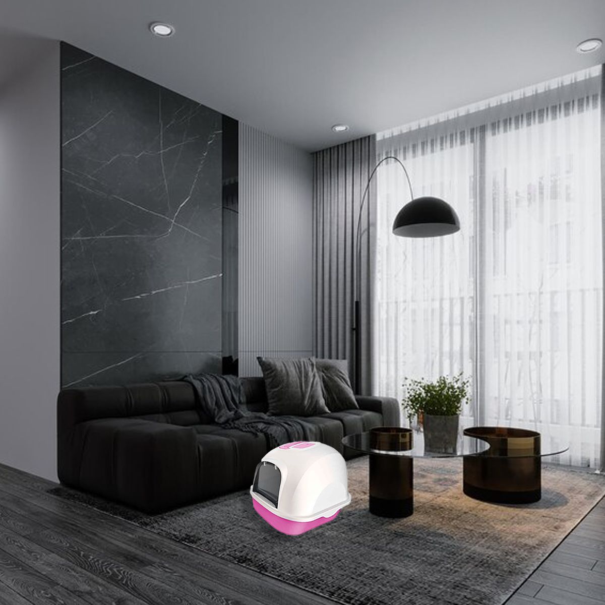 GENERICO - Arenero para Gatos en Forma Cerrada Color Rosado Y+Agendita