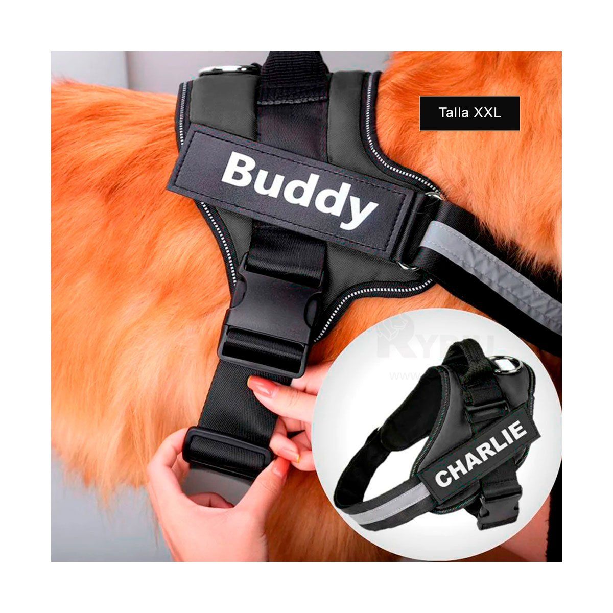 RYBIU IMPORT - Pechera para Perro Service en Negro enTalla XXL