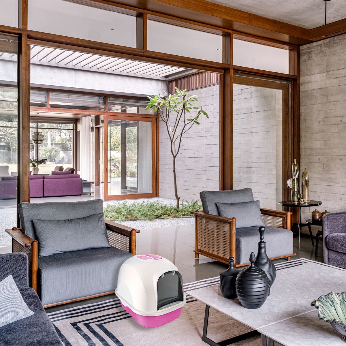 GENERICO - Arenero de Diseño Cerrado para Gato de Color Rosado