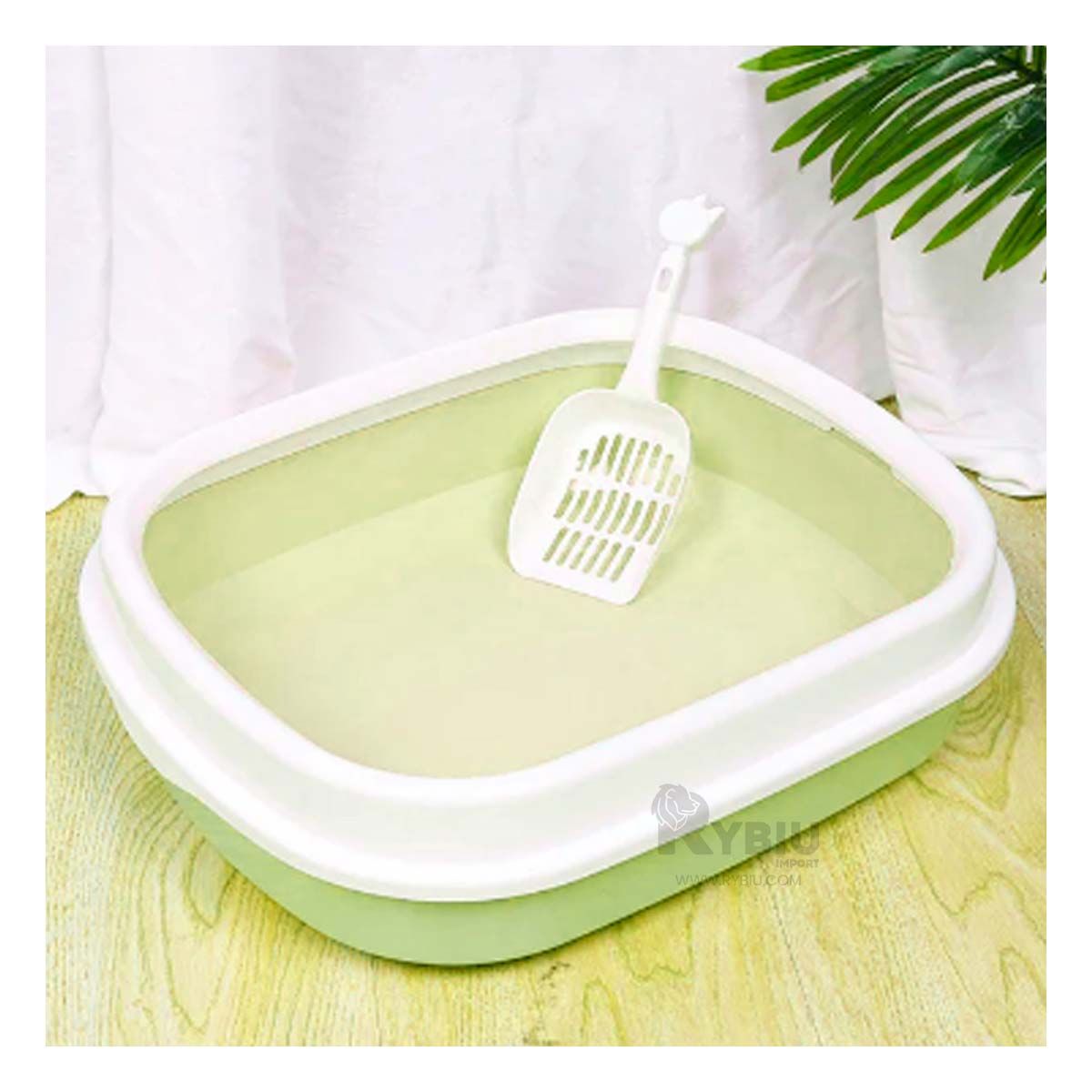 RYBIU IMPORT - Bandeja Sanitaria de Gato Verde Y+Regalo Ligas para Peinar