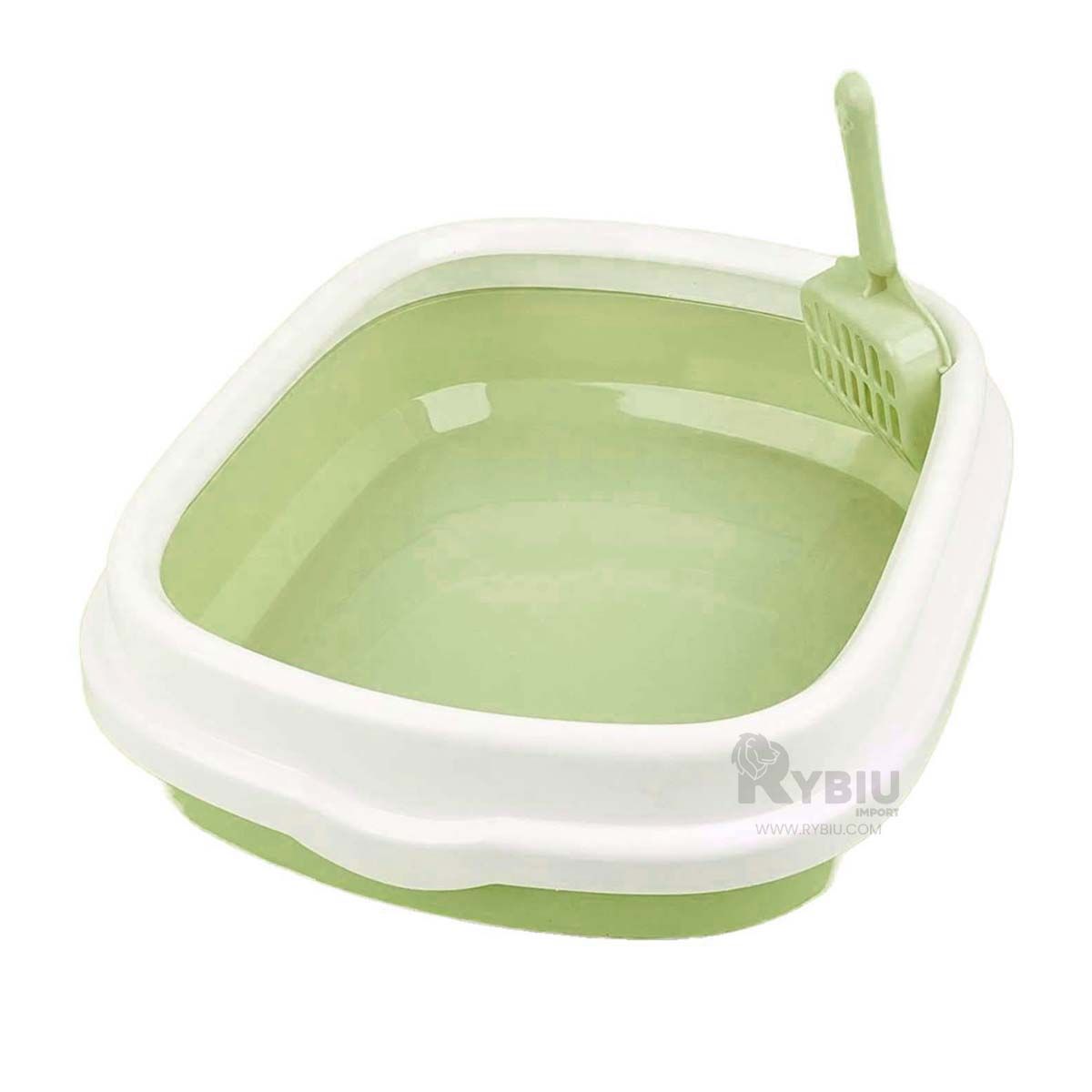 RYBIU IMPORT - Arenero para Gatos Compacto de Arena 40x33x11 Verde