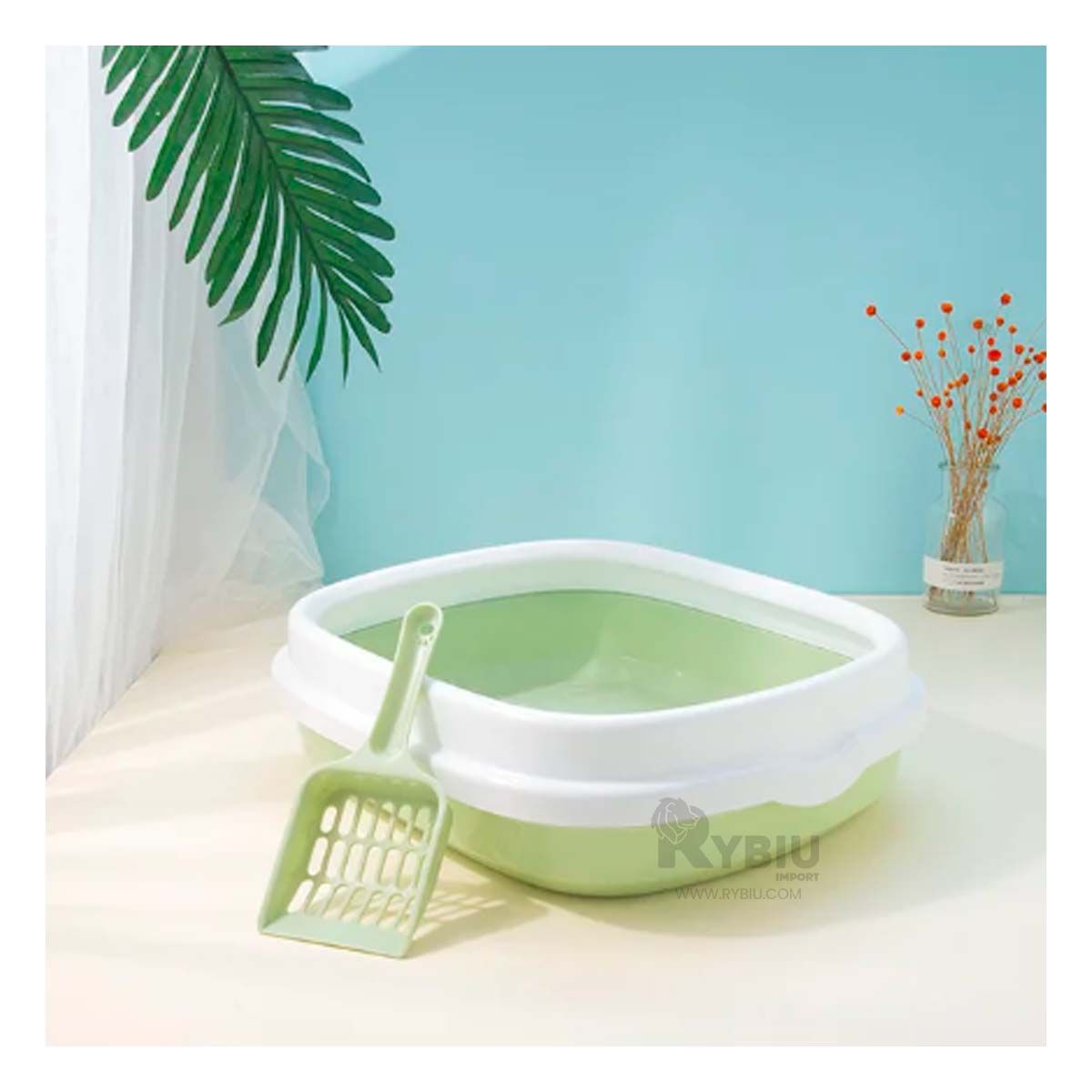 RYBIU IMPORT - Arenero Innovador Gatunos 40x33x11 Verde Y+Papel de Regalo