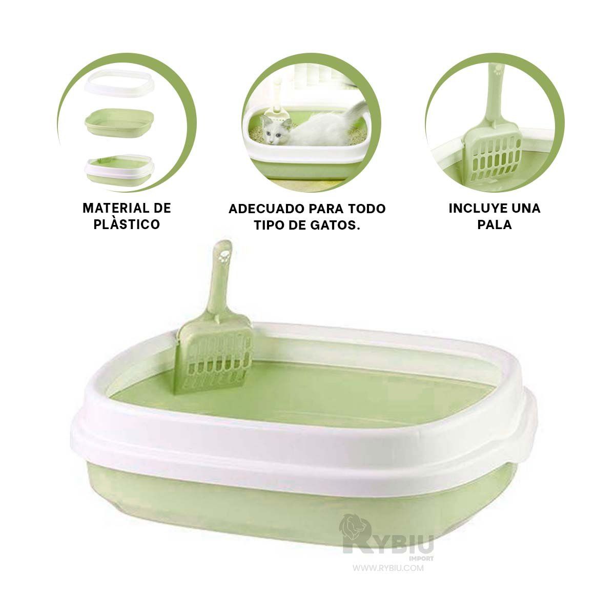 RYBIU IMPORT - Baño Funcional para Higiene 40x33x11 Verde Y+Regalo Stickers