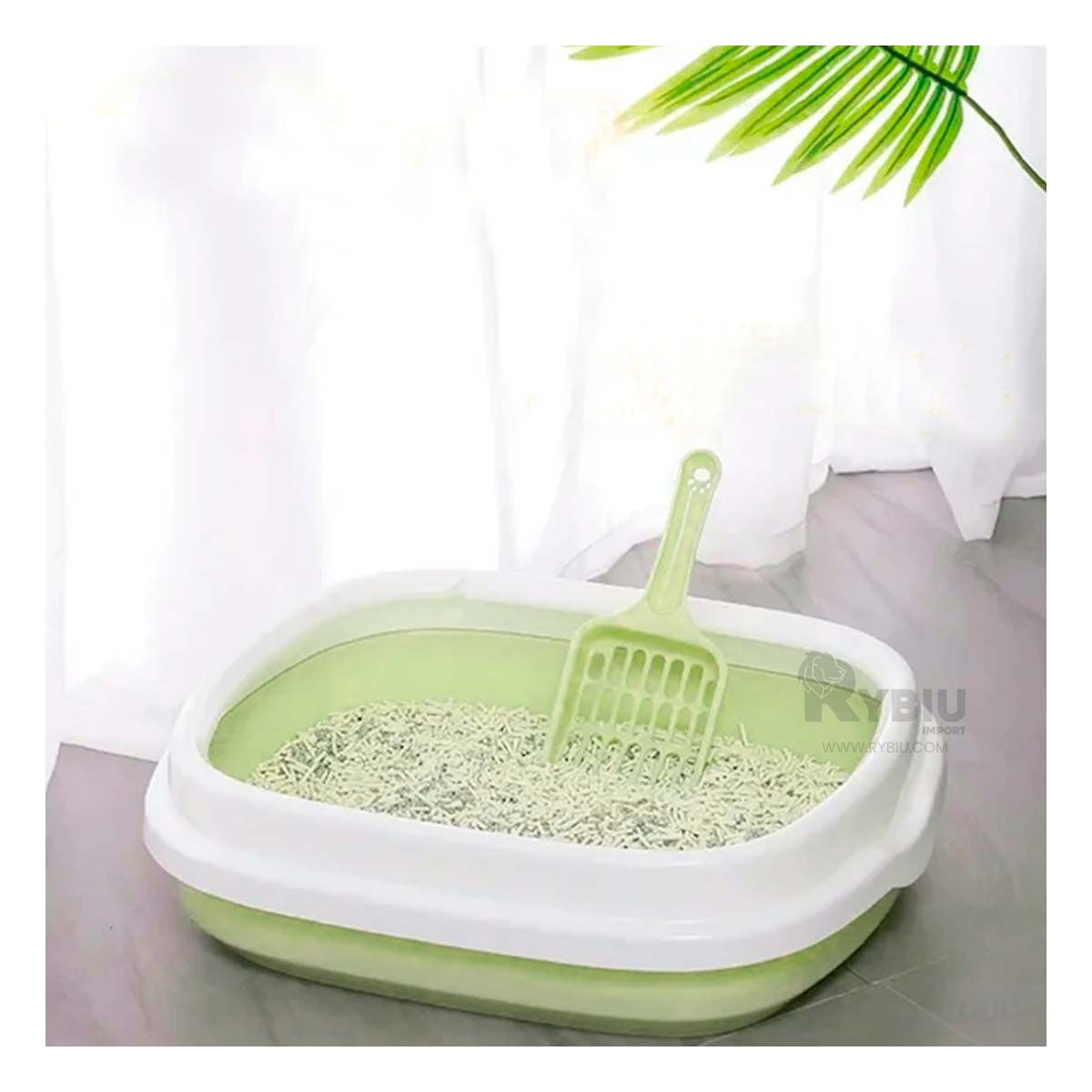 RYBIU IMPORT - Bandeja Gatuna de Necesidades en Verde Y+Ligas de Regalo