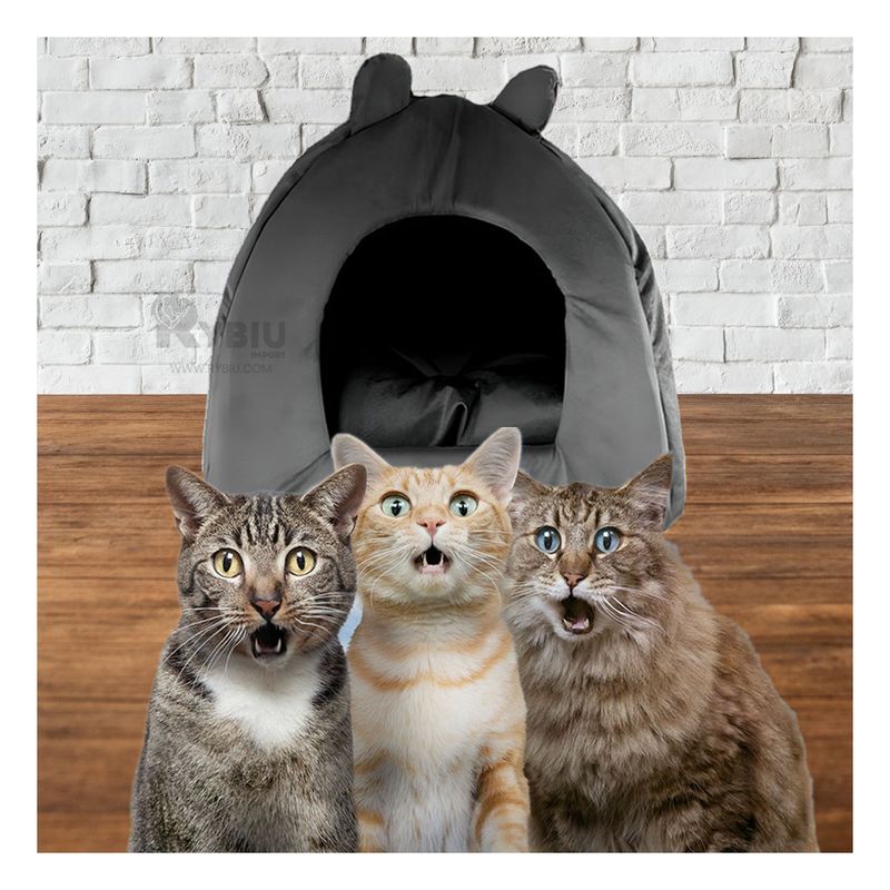 GENERICO - Cama Cerrada Suave de Talla M en Tono Negro Y+Stickers