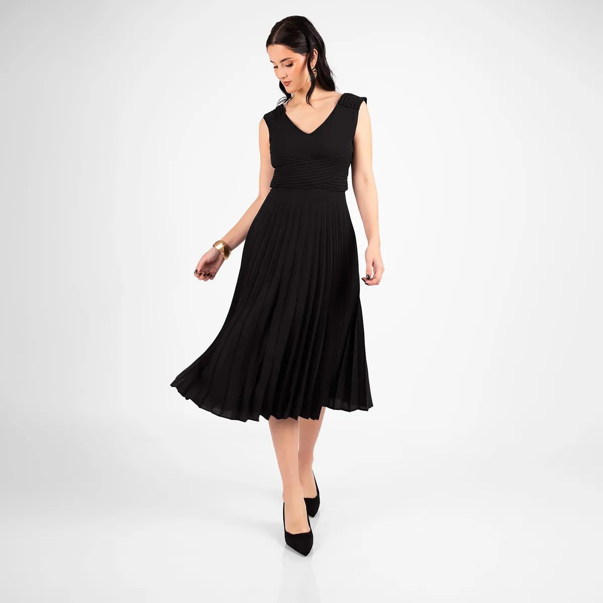TEILOR - VESTIDO ELEGANTE PLISADO COCTEL DE MUJER