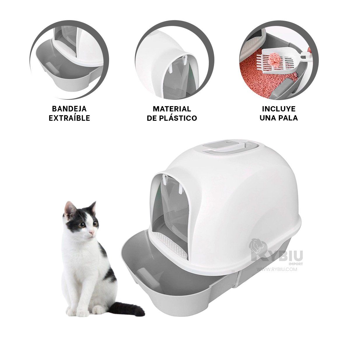 GENERICO - Caja Practico de Desechos Cat Color Plomo Y+Gift MiniAgenda