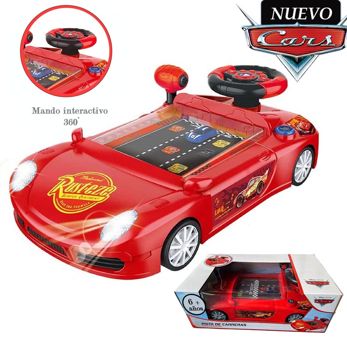 DISNEY - Juguete Carro de Carrera Consola  CARS con Luces y Sonido