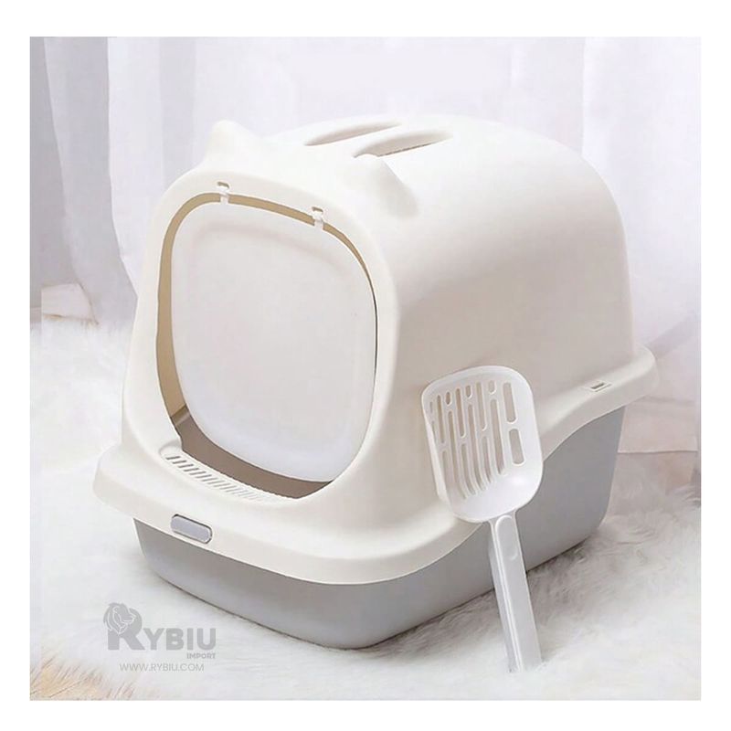 GENERICO - Caja de Arena Sanitaria en Color Plomo Y+Stickers