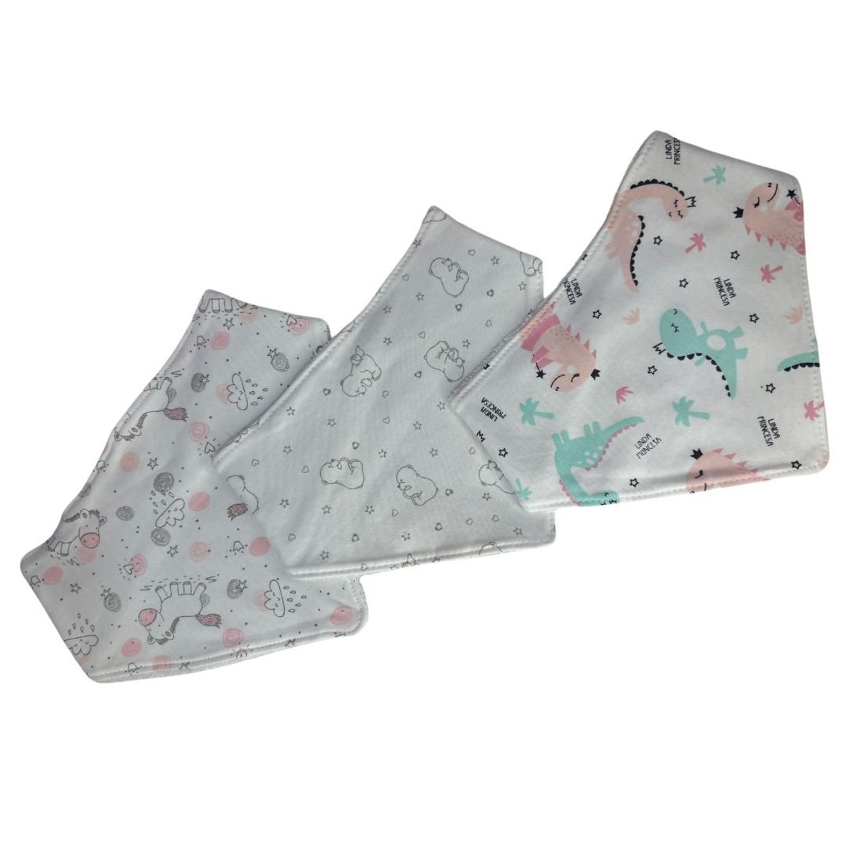 GENERICO - Pack 3 Babero Bandana Para Bebé (mujer)