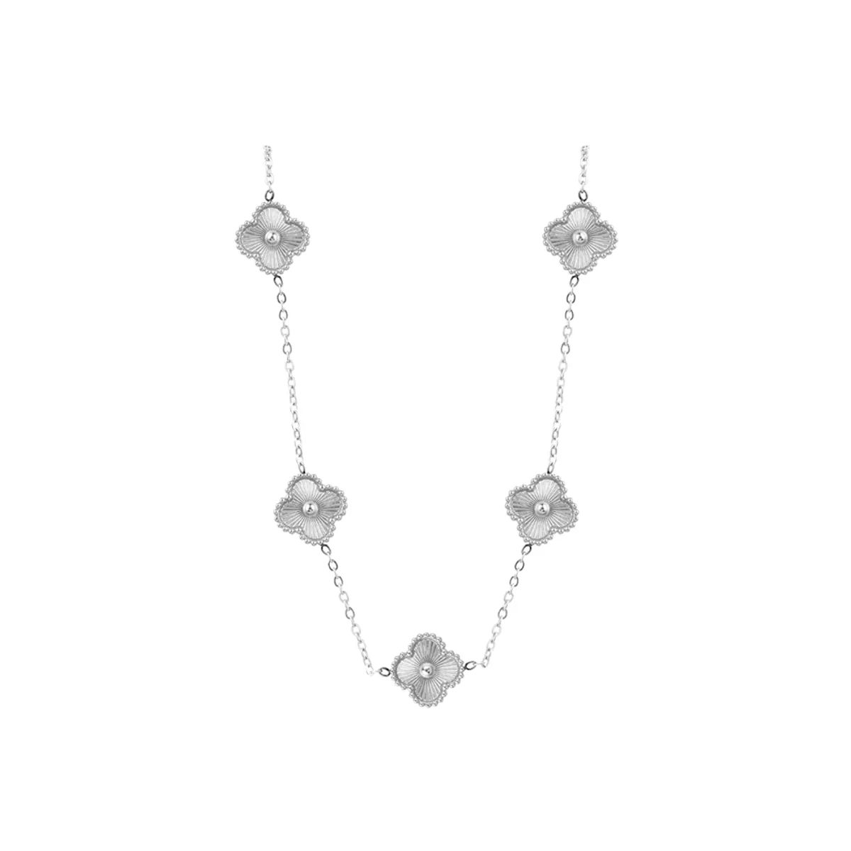 CLEO JOYAS & ACCESORIOS - Set Treboles Collar y Pulsera Dupe Van Cl Plateado