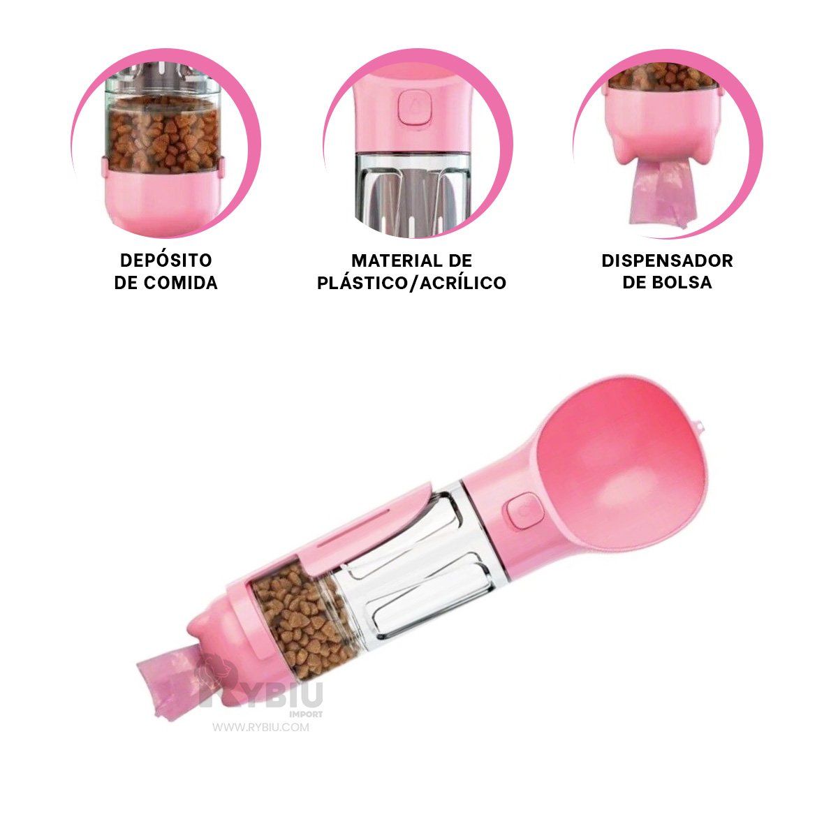 RYBIU IMPORT - Envase Transportador de Bolsas Rosado Y+Post-it Adhesivos