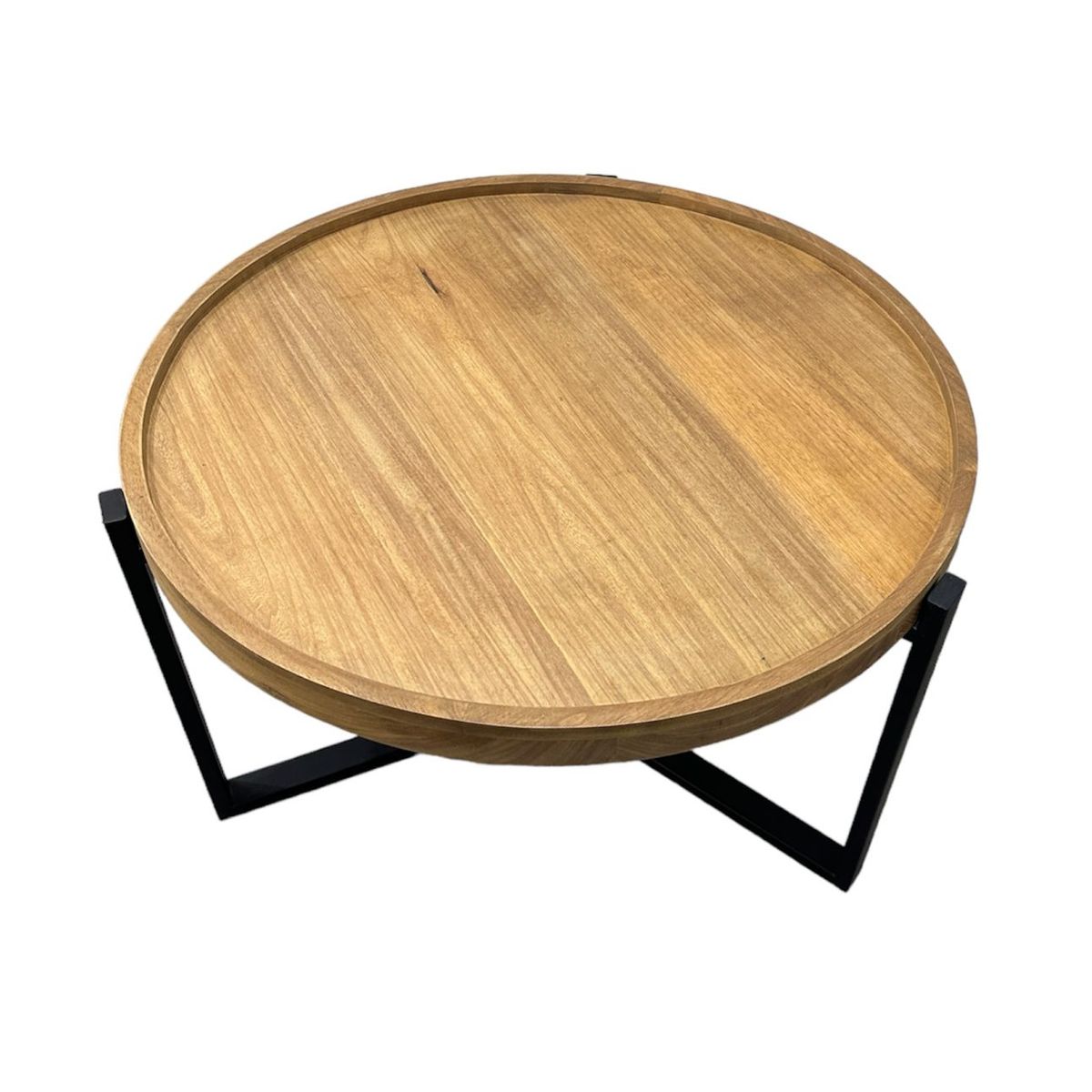 GENERICO - MESA DE MADERA CON BASE DE FIERRO MODELO Y COLOR OAK