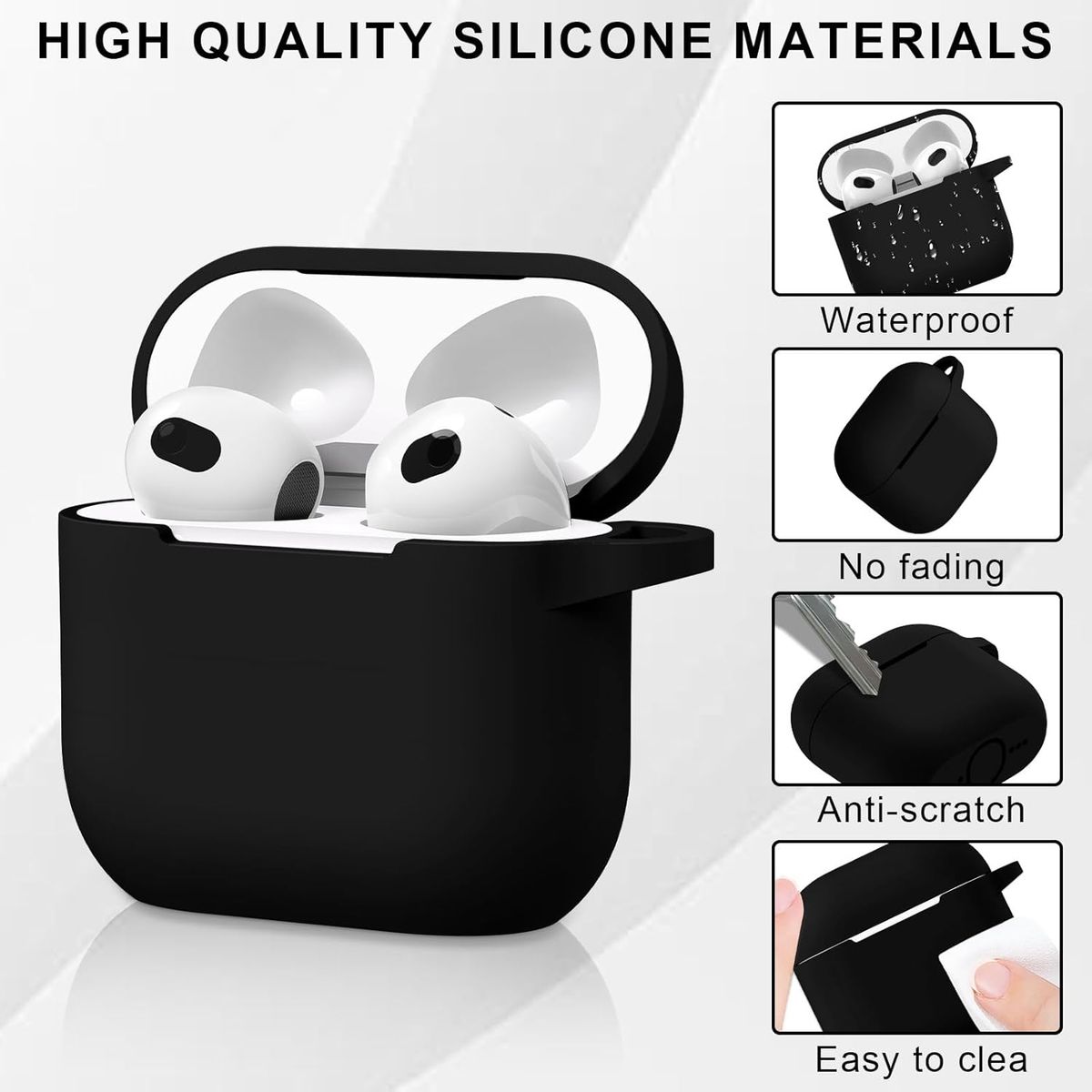 GENERICO - Funda protectora de silicona AirPods 4 - Negro