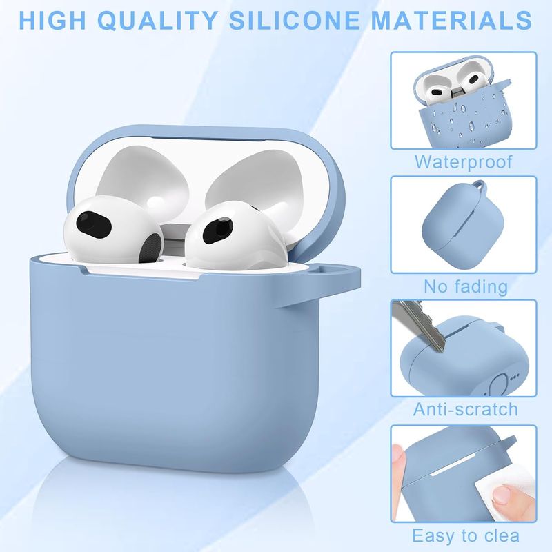 GENERICO - Funda protectora de silicona AirPods 4 - Celeste