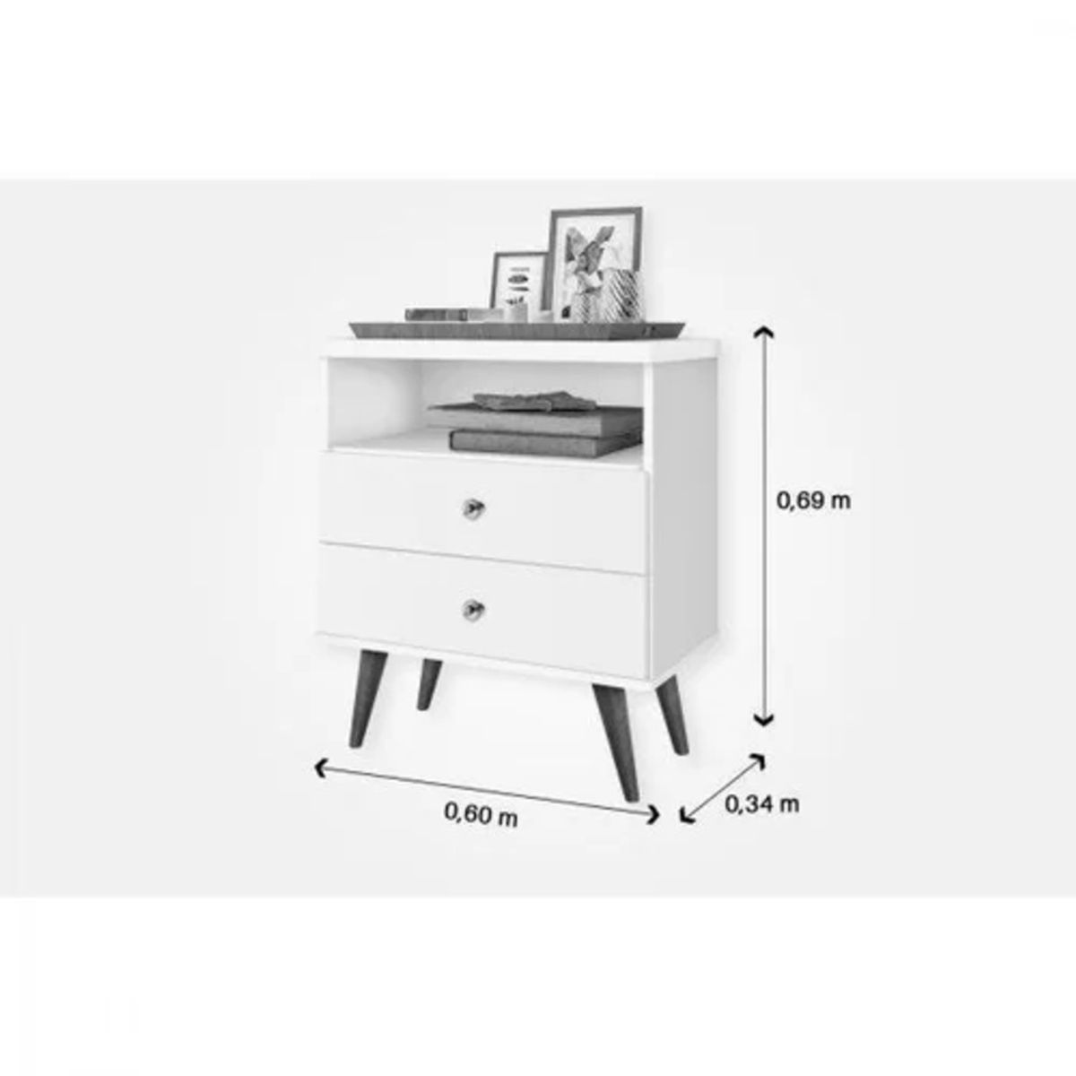 TU MESITA - Velador Vintage Tarma 2 Cajones Blanco