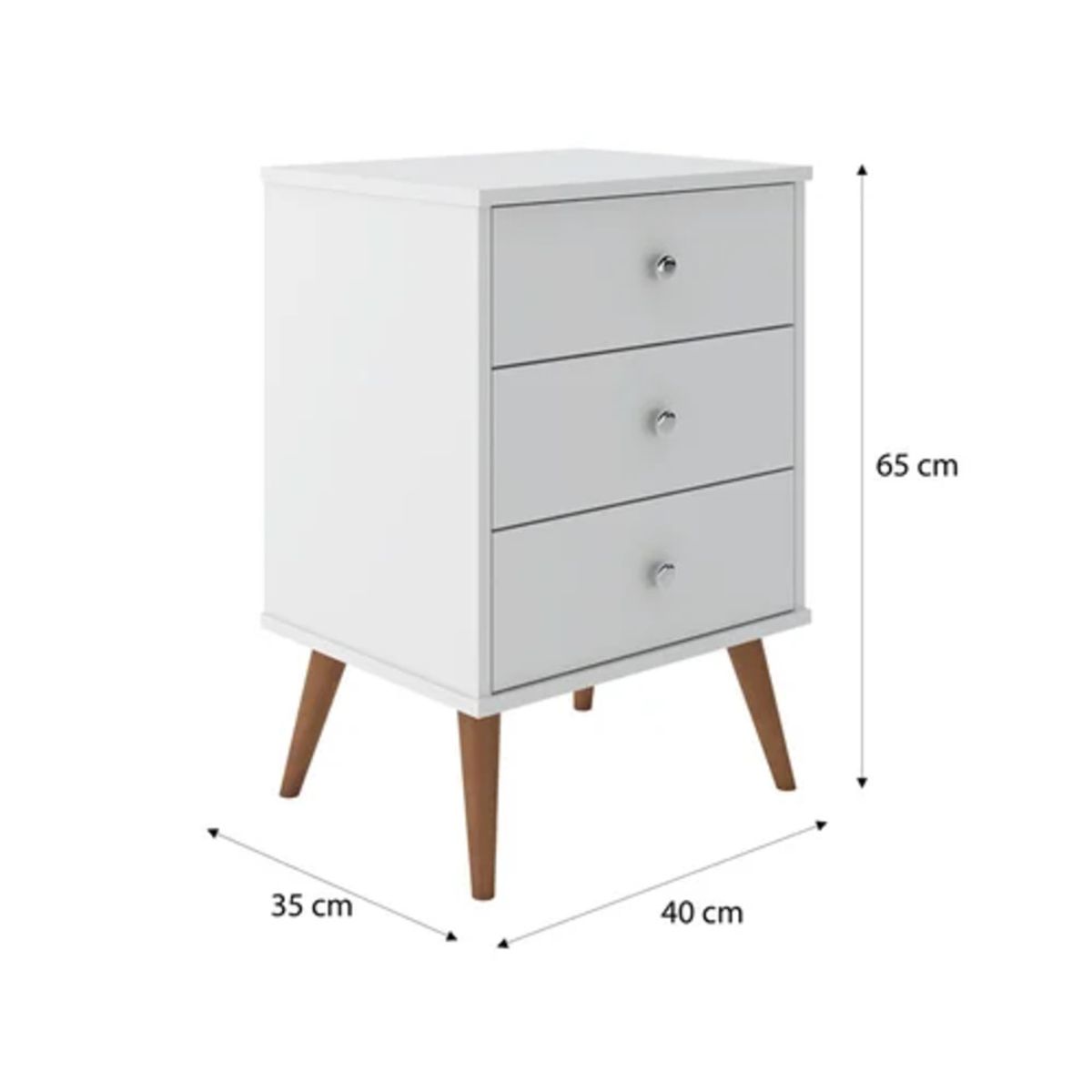 TU MESITA - Velador Vintage Moderno Juan Diego 3 Cajones Blanco