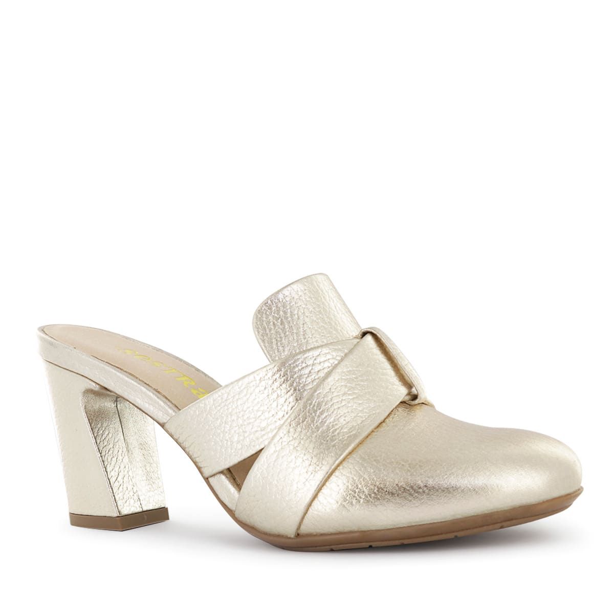 SESTRA - Zapatos de Vestir Destalonado Mujer Sestra Puna01 Oro Cuero Folia