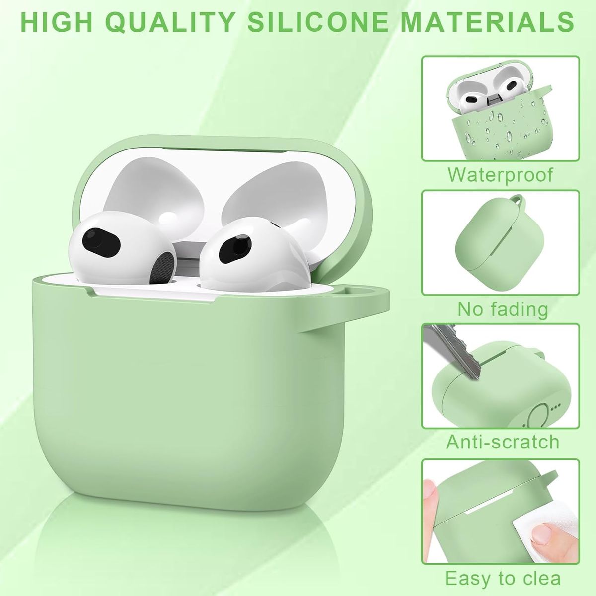 GENERICO - Funda protectora de silicona AirPods 4 - Verde